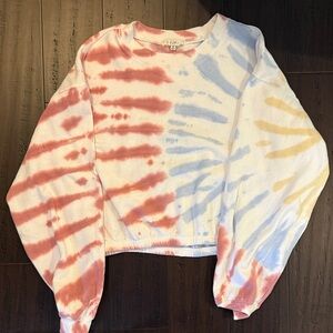Z Supply Tie-Dye Crew Neck Sweater - Red, Blue, Yellow